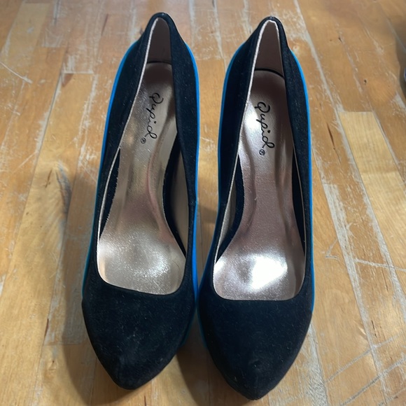 Qupid velvet stiletto platform high heels - Picture 2 of 7